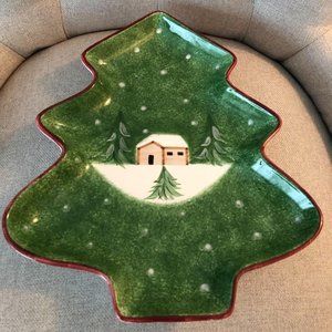 The Cellar Log Cabin Tree Serving Dish - Never Used with Tag